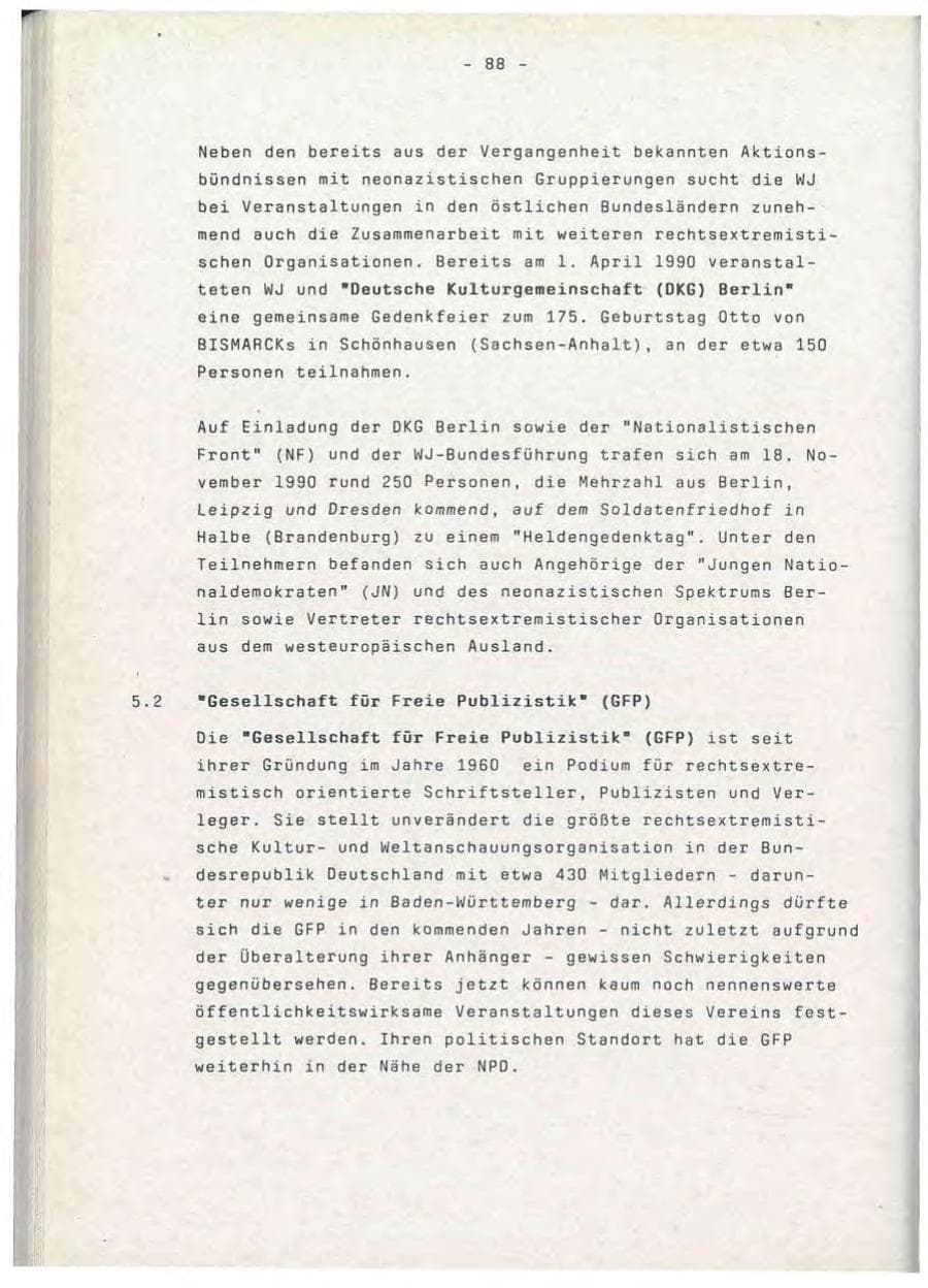 Seite 88 des Verfassungsschutzbericht 1990 Baden-Württemberg