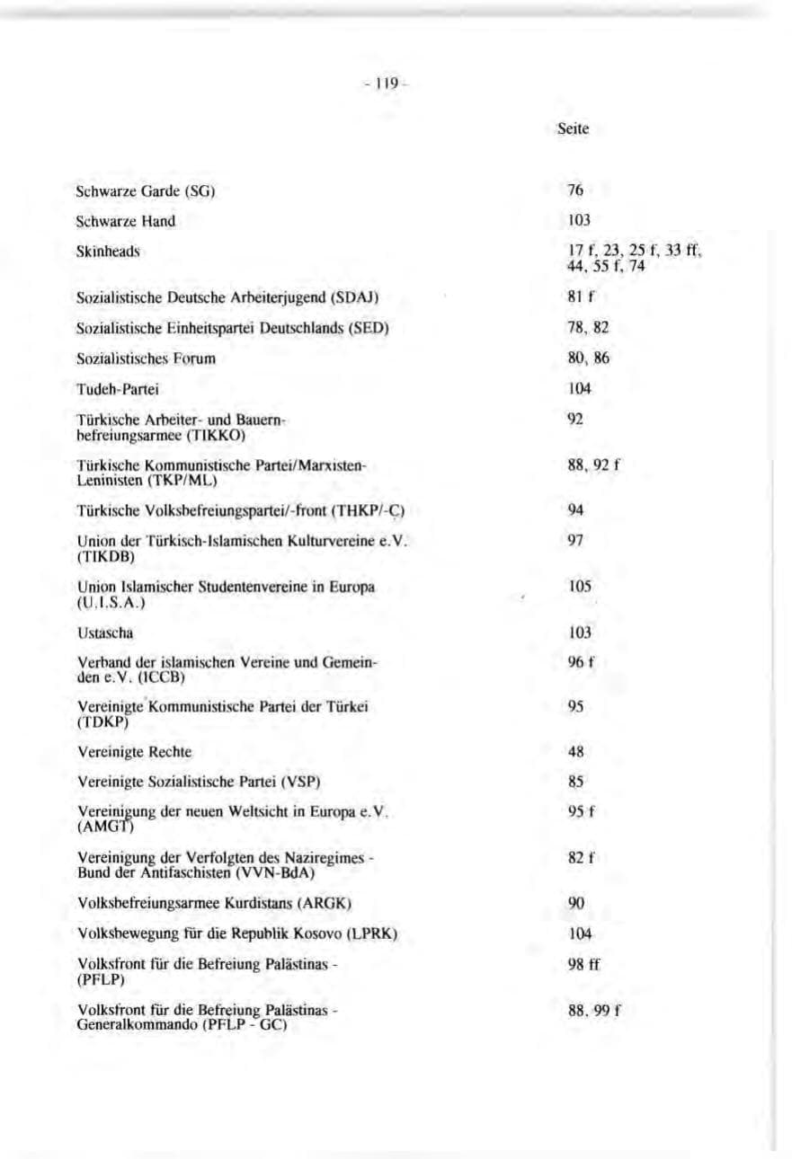 Seite 119 des Verfassungsschutzbericht 1991 Baden-Württemberg