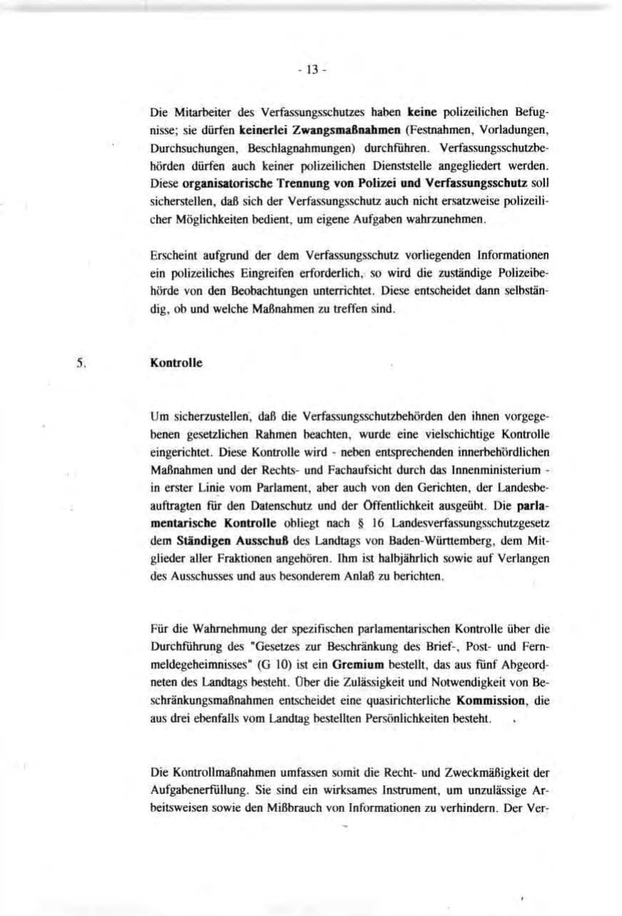 Seite 13 des Verfassungsschutzbericht 1991 Baden-Württemberg