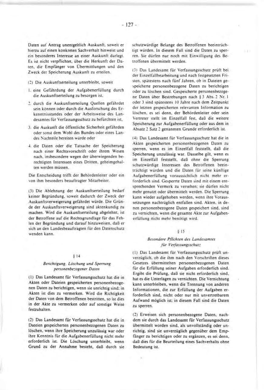 Seite 127 des Verfassungsschutzbericht 1991 Baden-Württemberg
