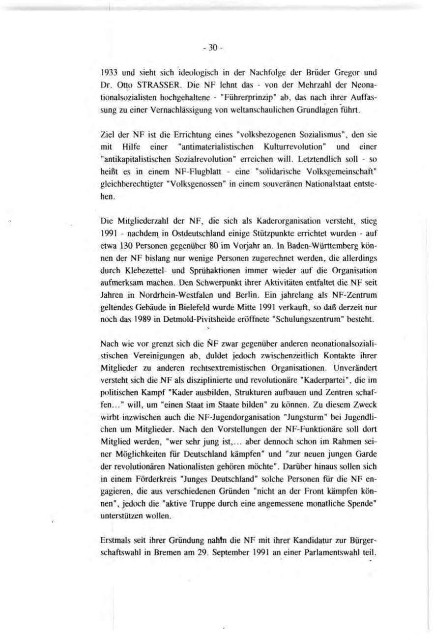 Seite 30 des Verfassungsschutzbericht 1991 Baden-Württemberg