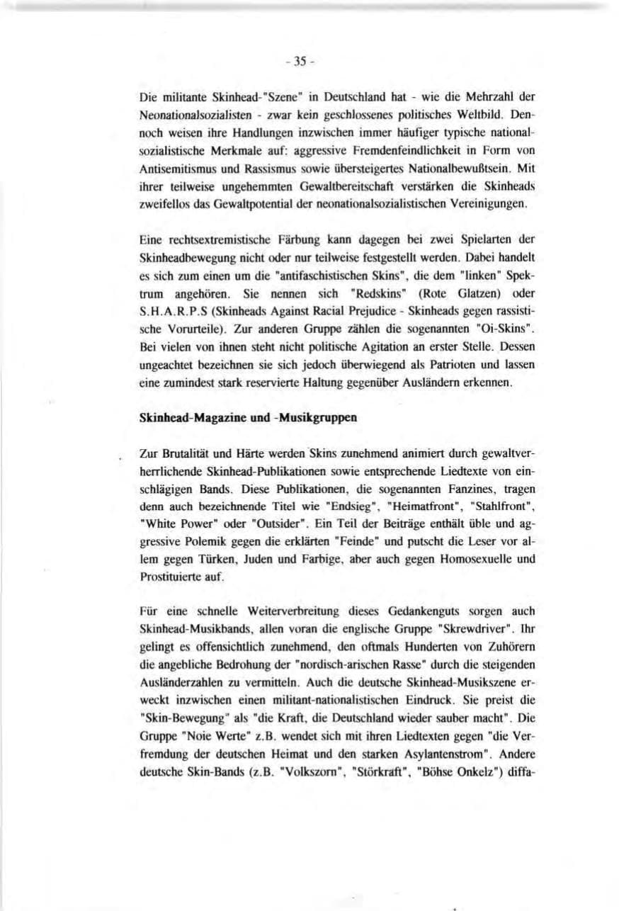Seite 35 des Verfassungsschutzbericht 1991 Baden-Württemberg