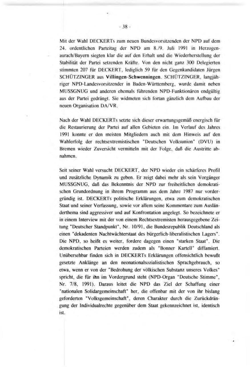 Seite 38 des Verfassungsschutzbericht 1991 Baden-Württemberg