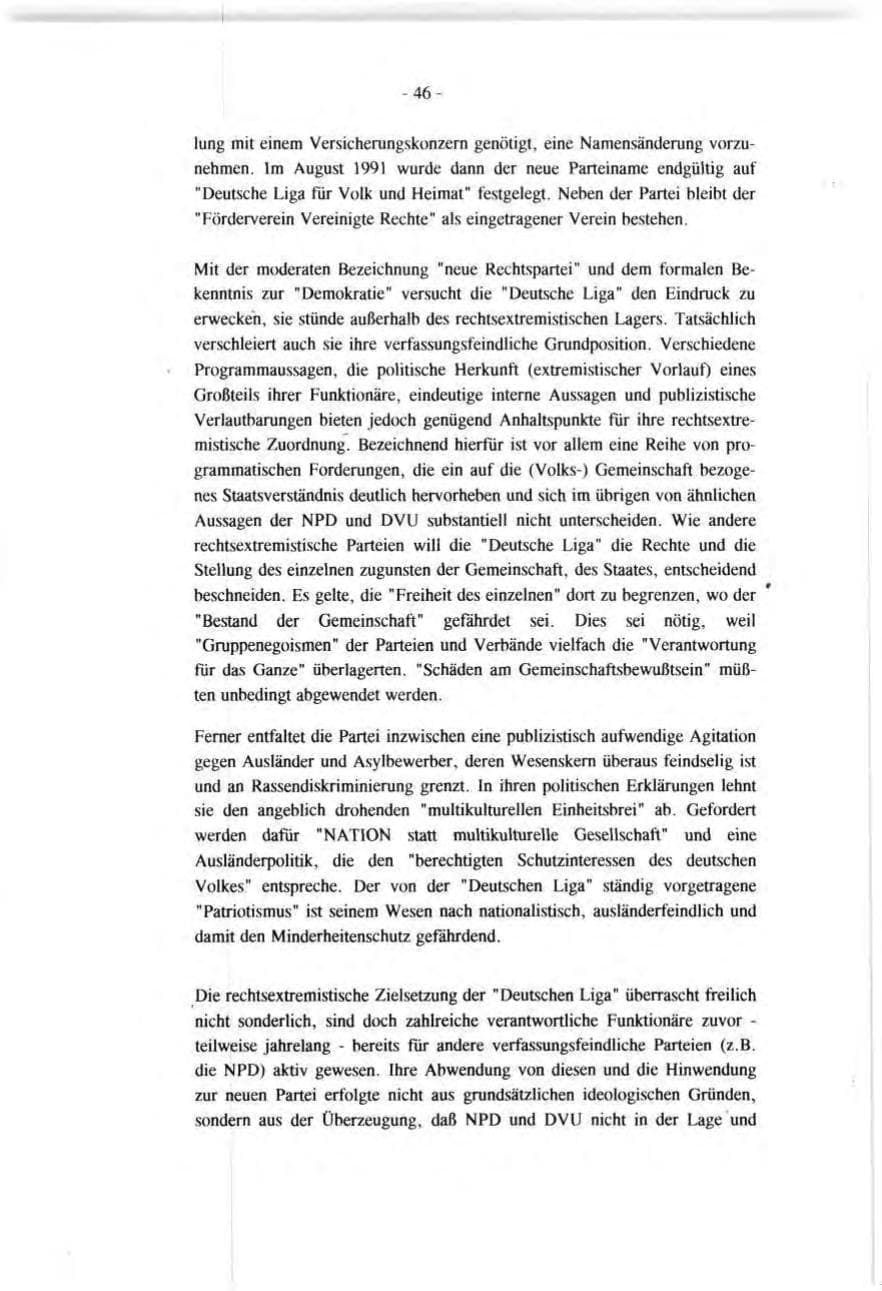 Seite 46 des Verfassungsschutzbericht 1991 Baden-Württemberg