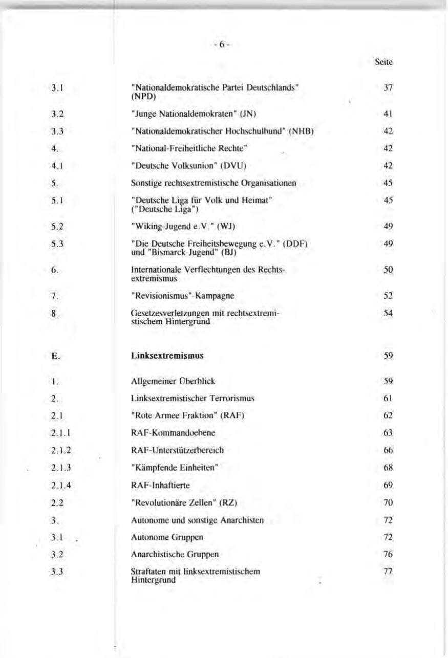 Seite 6 des Verfassungsschutzbericht 1991 Baden-Württemberg