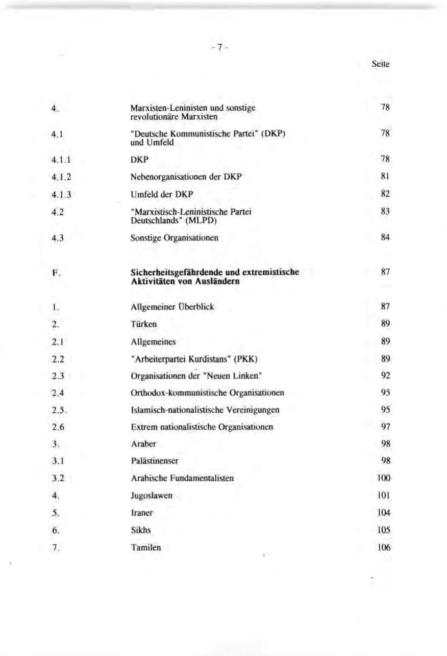 Seite 7 des Verfassungsschutzbericht 1991 Baden-Württemberg