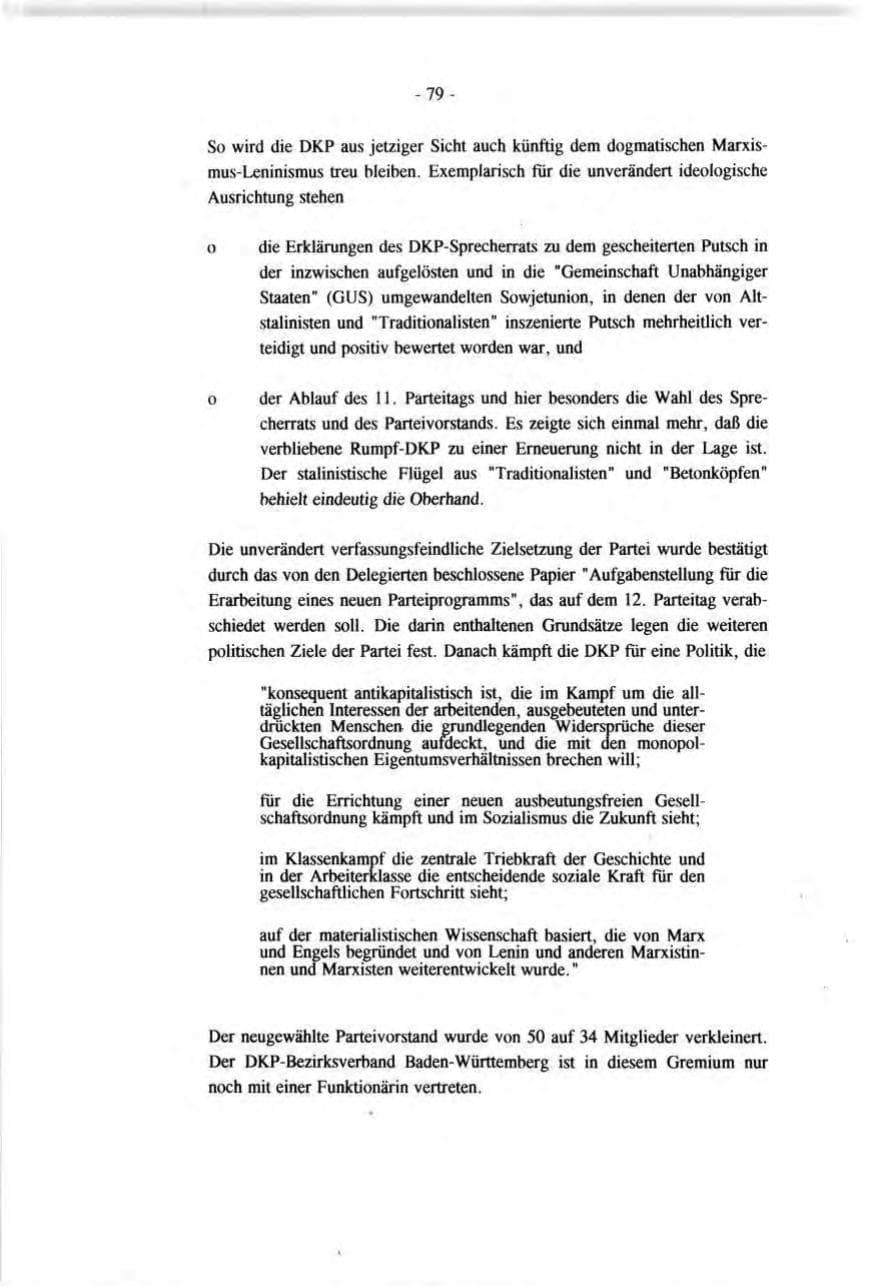Seite 79 des Verfassungsschutzbericht 1991 Baden-Württemberg