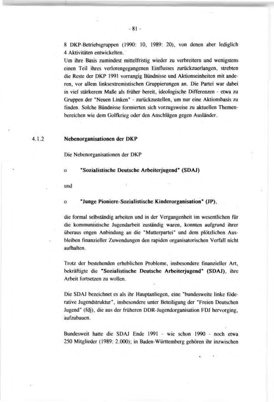 Seite 81 des Verfassungsschutzbericht 1991 Baden-Württemberg