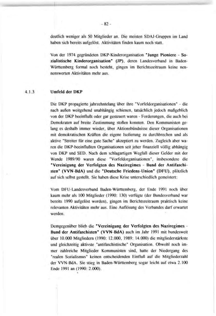 Seite 82 des Verfassungsschutzbericht 1991 Baden-Württemberg