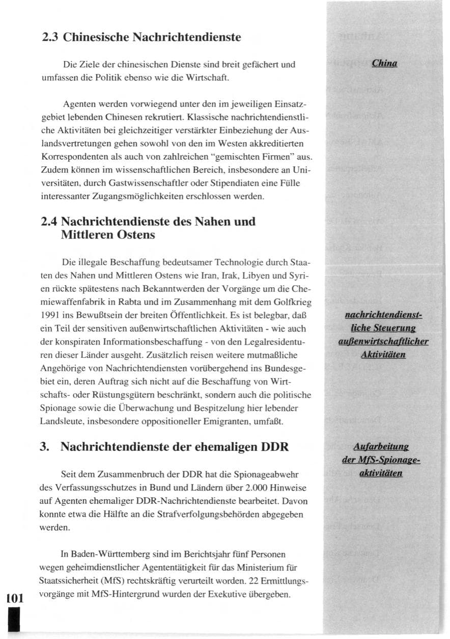 Seite 103 des Verfassungsschutzbericht 1992 Baden-Württemberg
