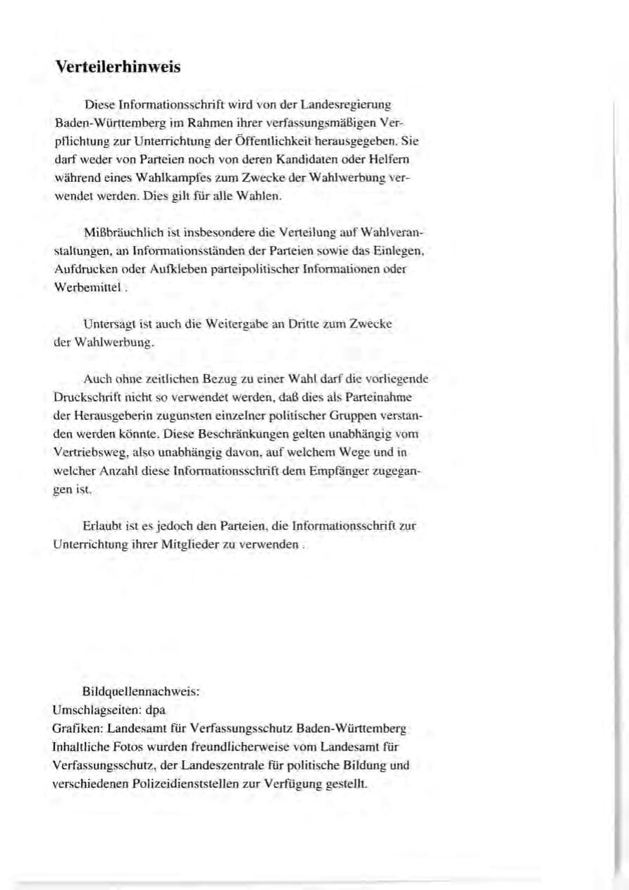 Seite 109 des Verfassungsschutzbericht 1992 Baden-Württemberg