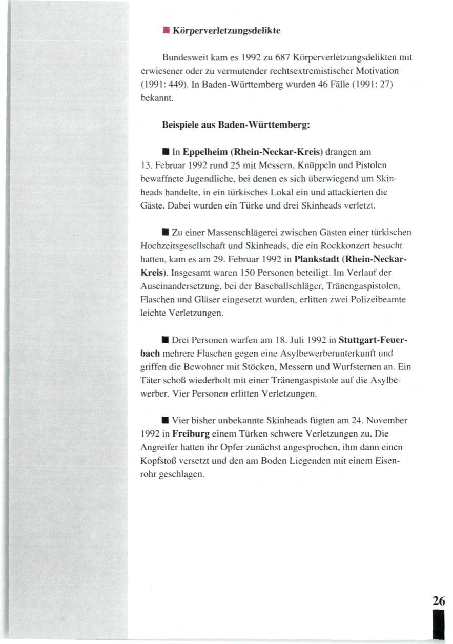 Seite 28 des Verfassungsschutzbericht 1992 Baden-Württemberg