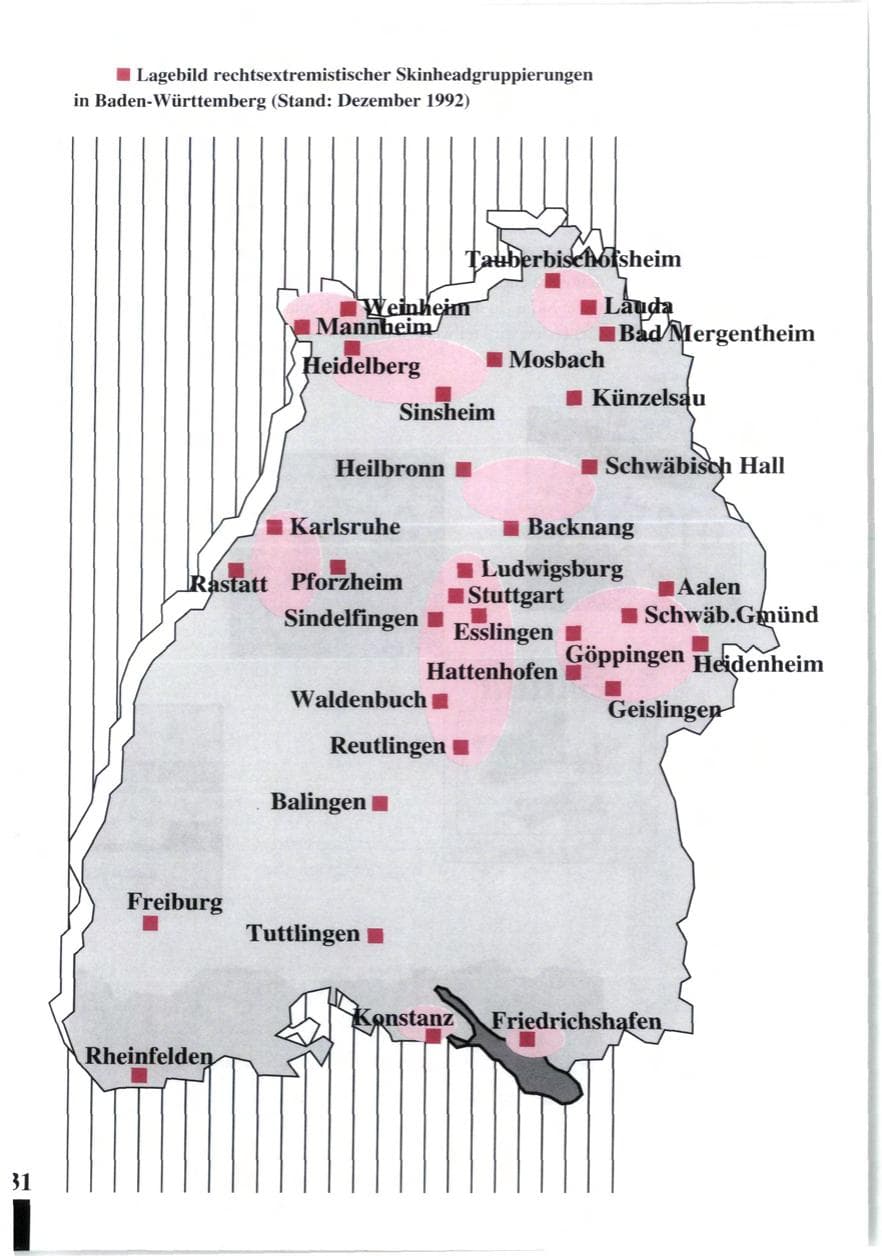 Seite 33 des Verfassungsschutzbericht 1992 Baden-Württemberg