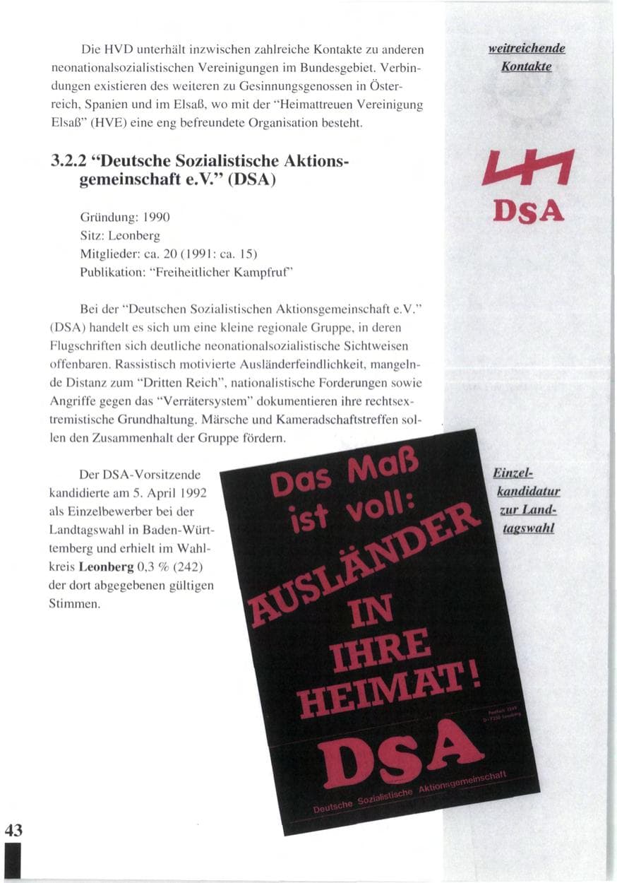 Seite 45 des Verfassungsschutzbericht 1992 Baden-Württemberg