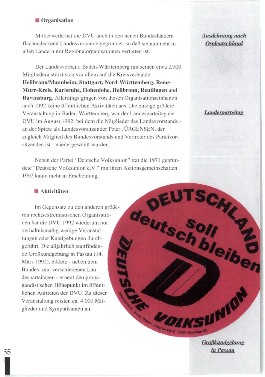 Seite 57 des Verfassungsschutzbericht 1992 Baden-Württemberg