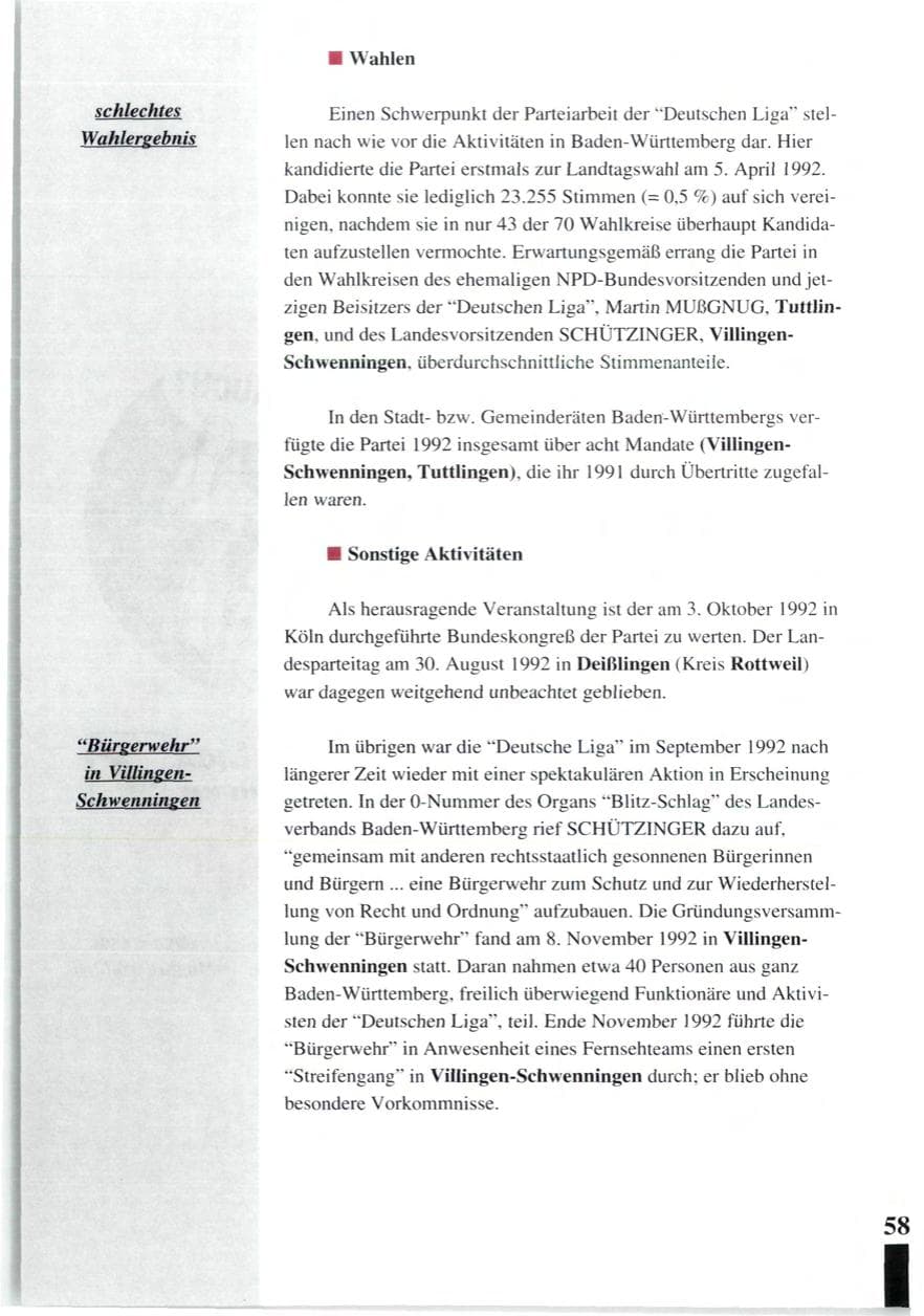 Seite 60 des Verfassungsschutzbericht 1992 Baden-Württemberg