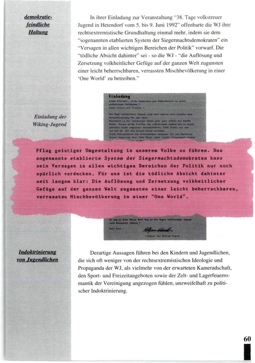 Seite 62 des Verfassungsschutzbericht 1992 Baden-Württemberg
