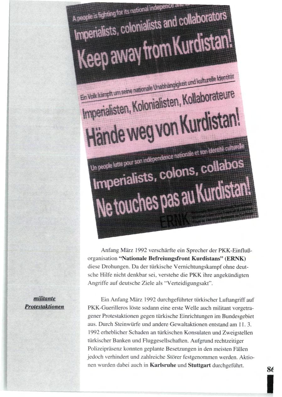 Seite 88 des Verfassungsschutzbericht 1992 Baden-Württemberg