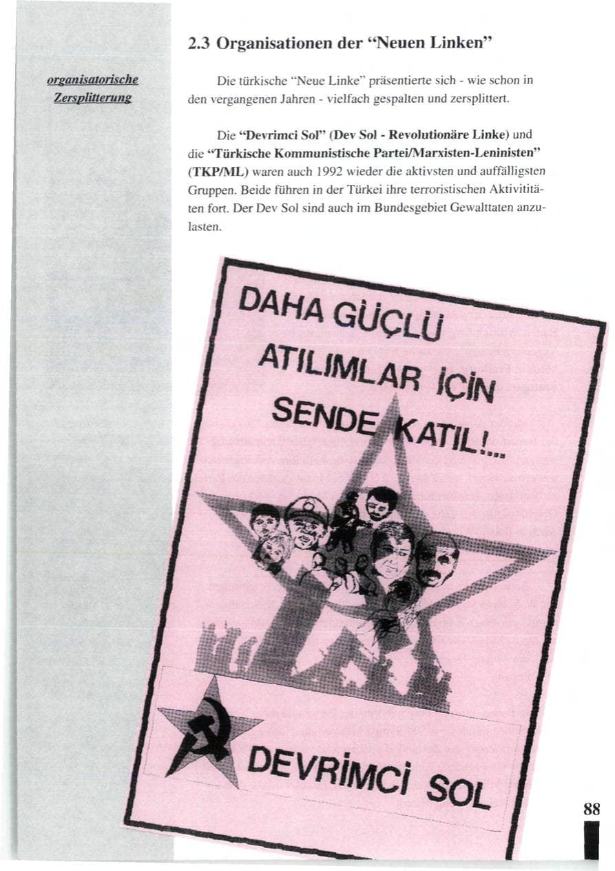 Seite 90 des Verfassungsschutzbericht 1992 Baden-Württemberg