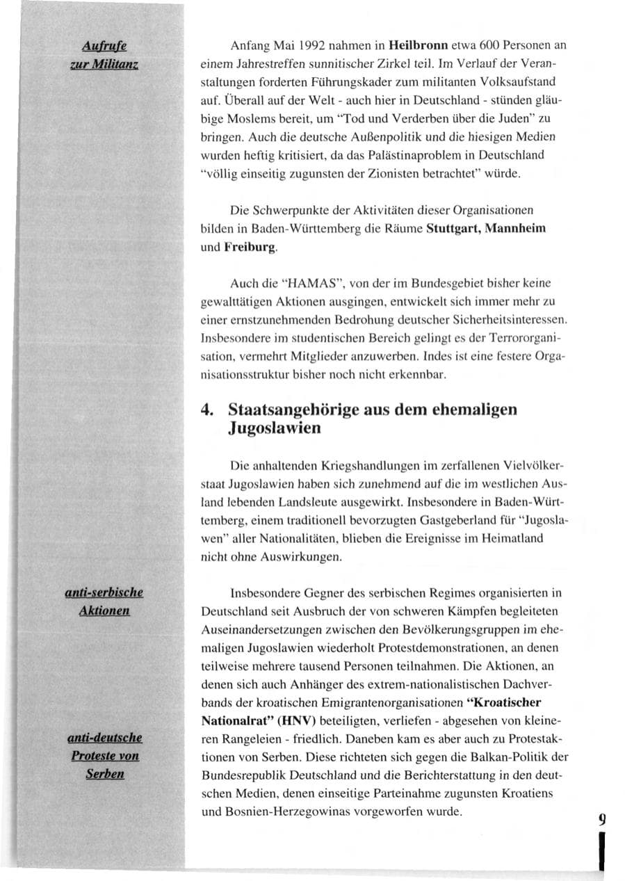 Seite 96 des Verfassungsschutzbericht 1992 Baden-Württemberg