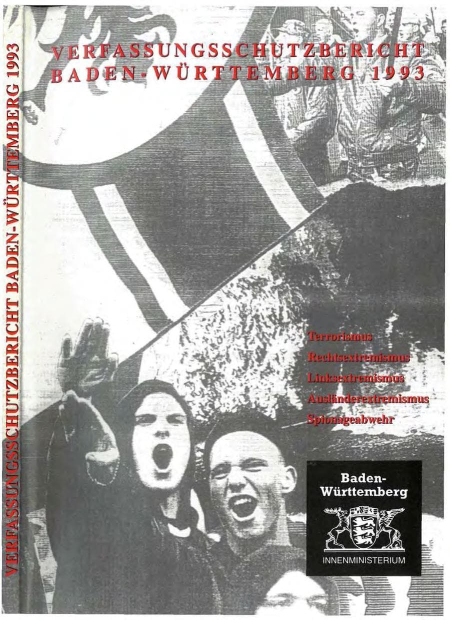 Seite 1 des Verfassungsschutzbericht 1993 Baden-Württemberg