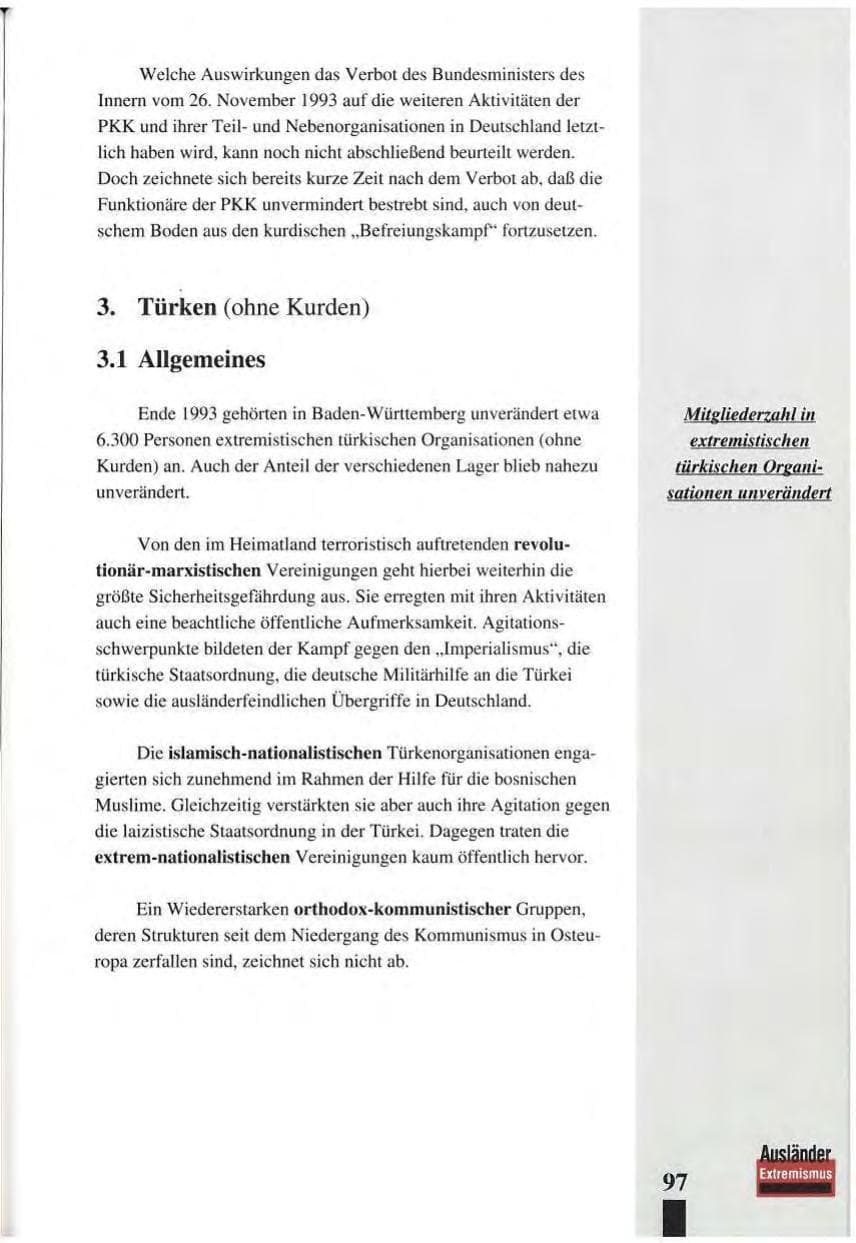 Seite 101 des Verfassungsschutzbericht 1993 Baden-Württemberg
