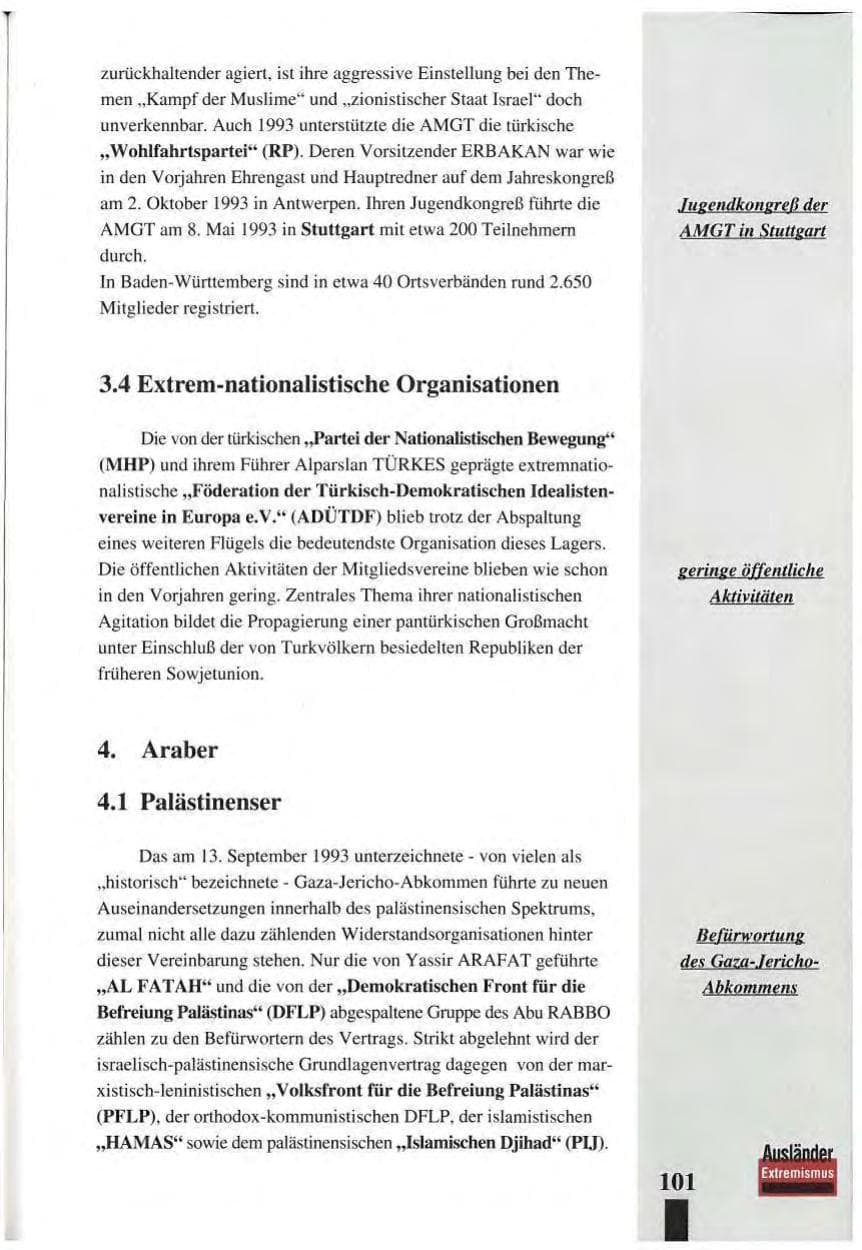 Seite 105 des Verfassungsschutzbericht 1993 Baden-Württemberg