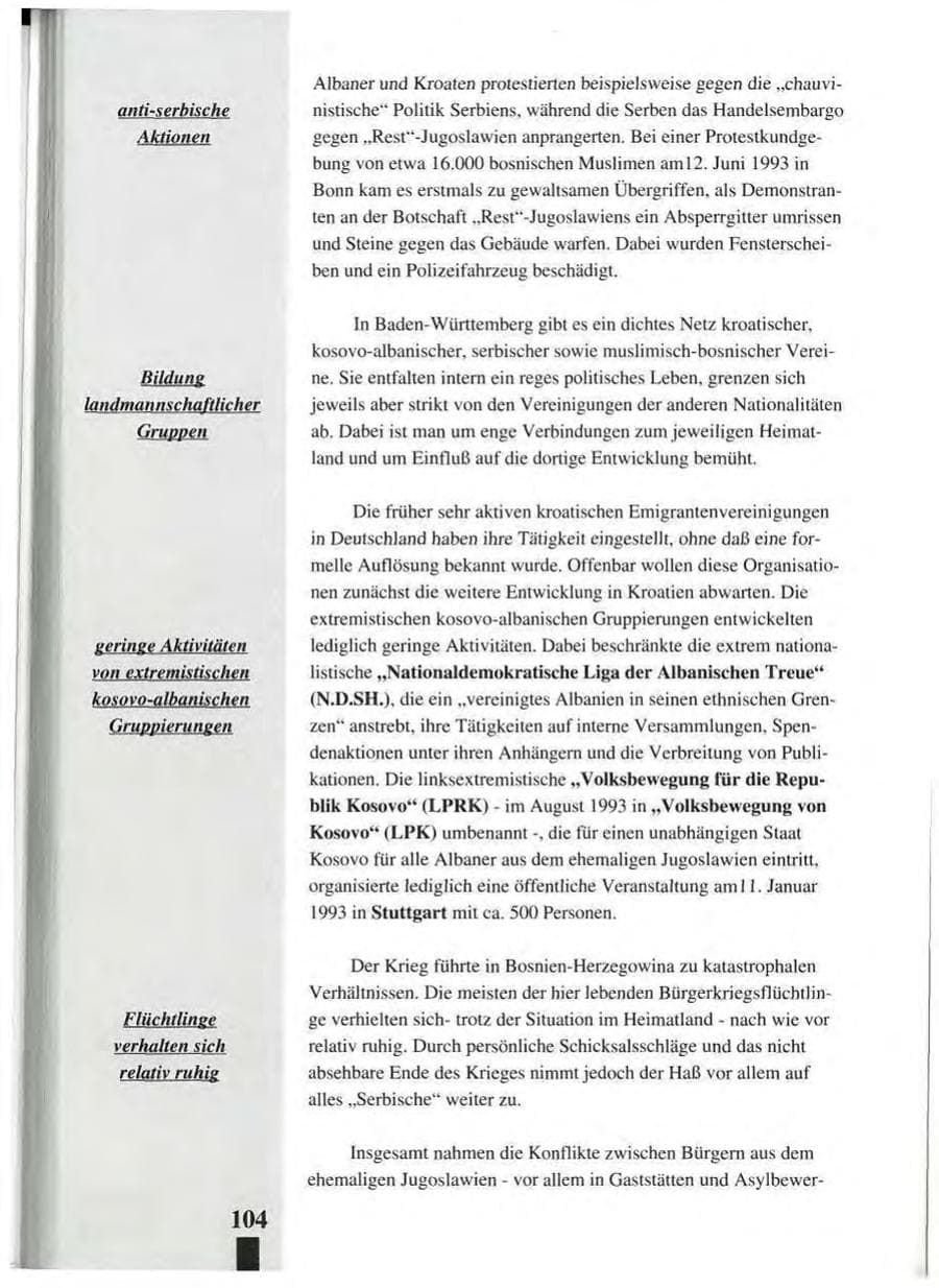 Seite 108 des Verfassungsschutzbericht 1993 Baden-Württemberg