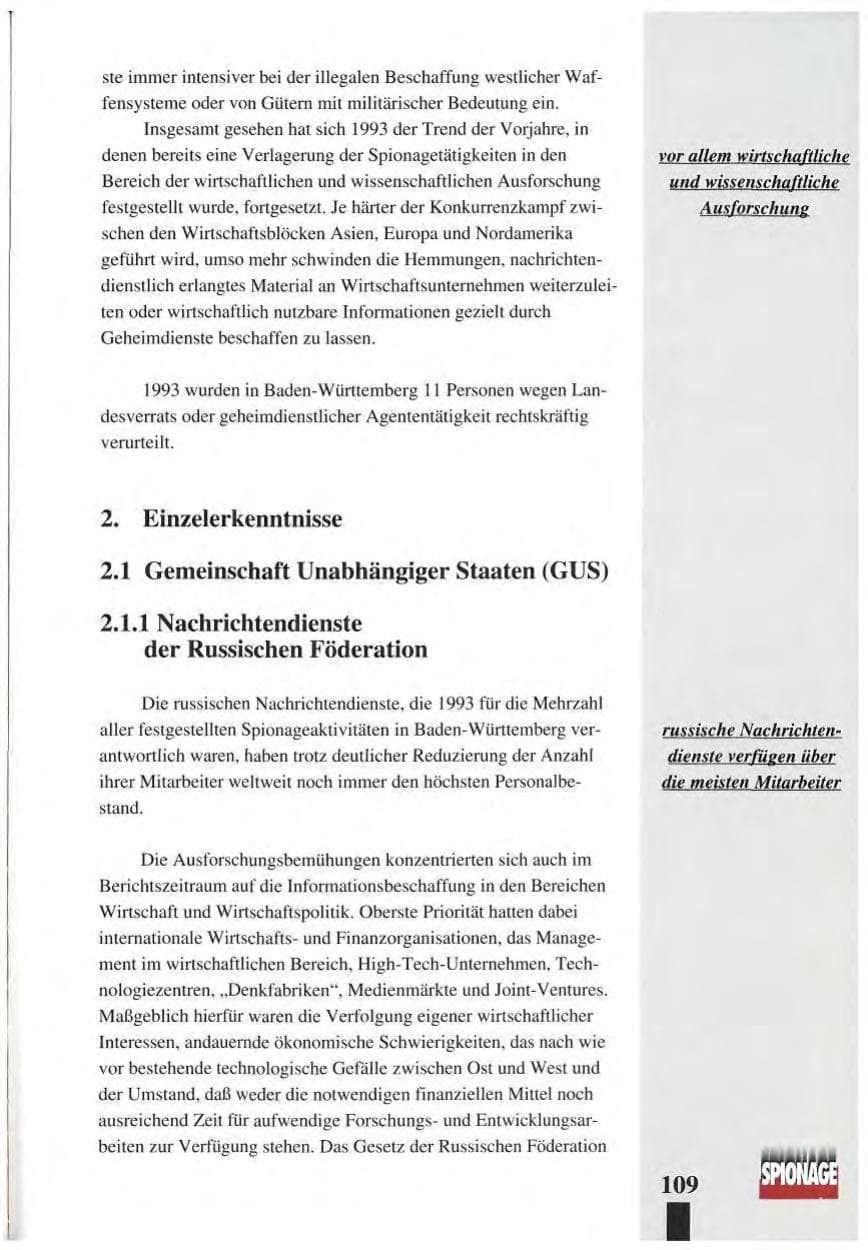 Seite 113 des Verfassungsschutzbericht 1993 Baden-Württemberg