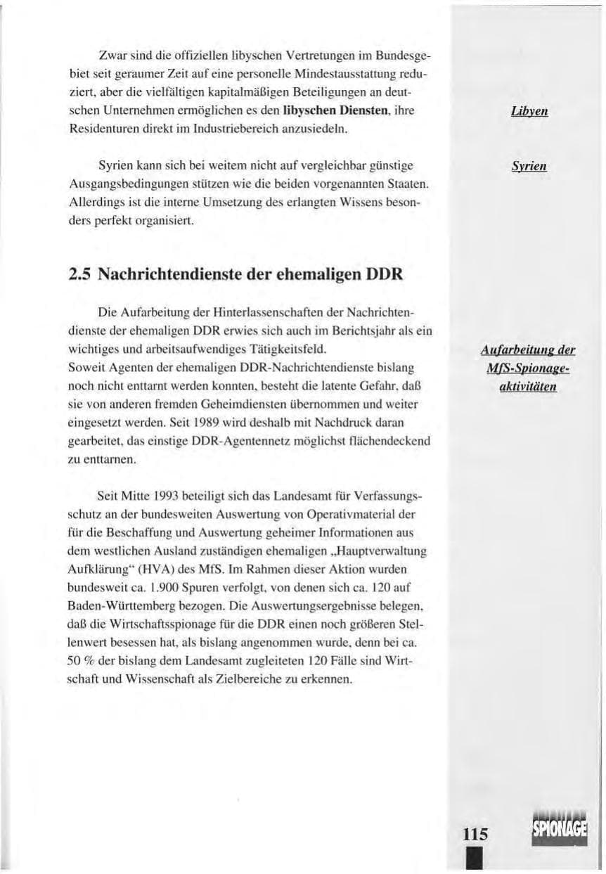 Seite 119 des Verfassungsschutzbericht 1993 Baden-Württemberg