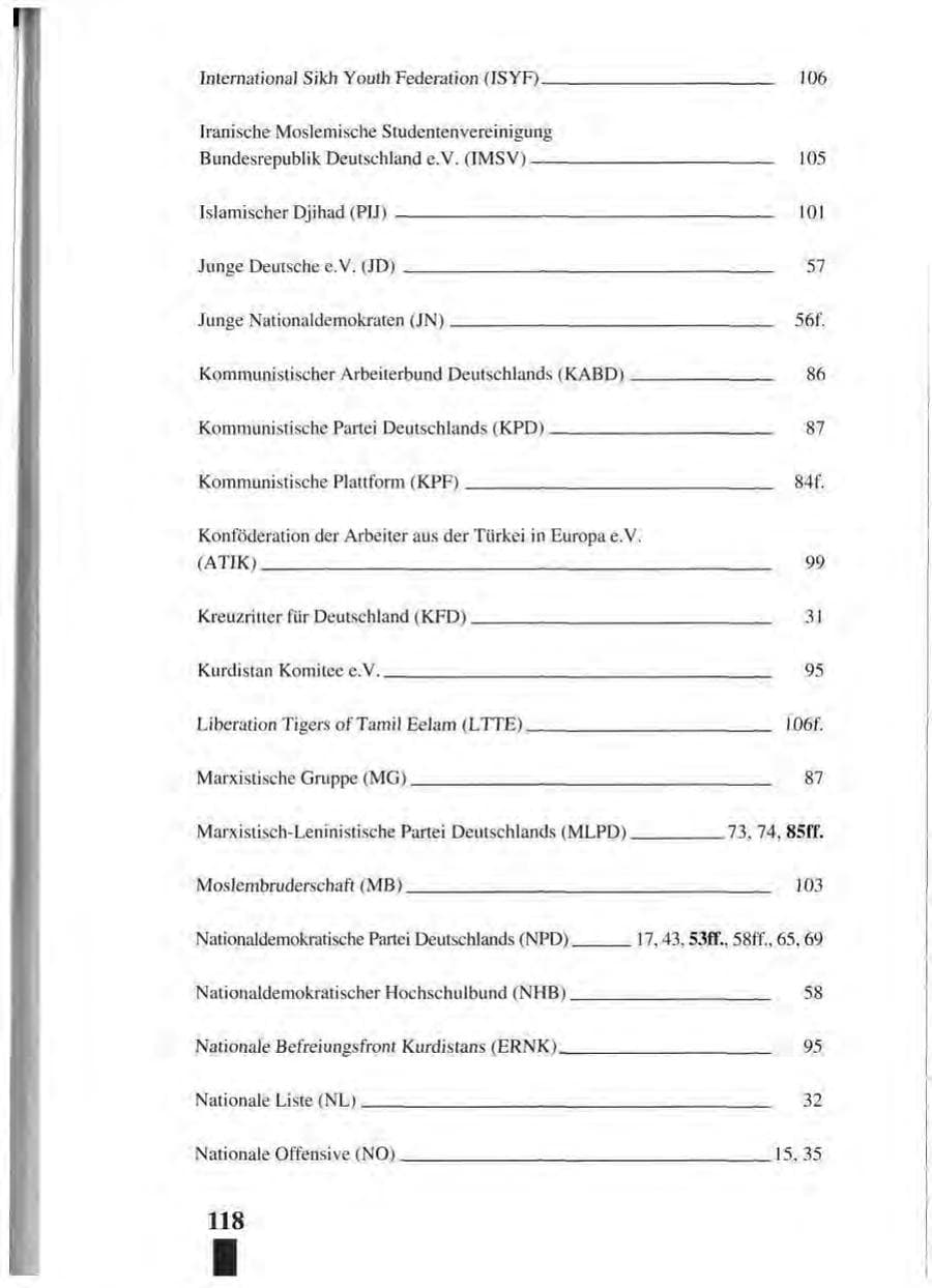 Seite 122 des Verfassungsschutzbericht 1993 Baden-Württemberg
