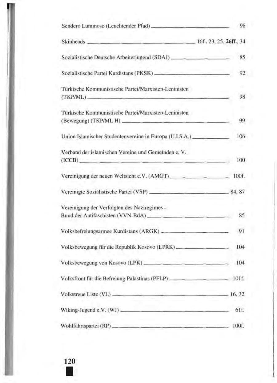 Seite 124 des Verfassungsschutzbericht 1993 Baden-Württemberg