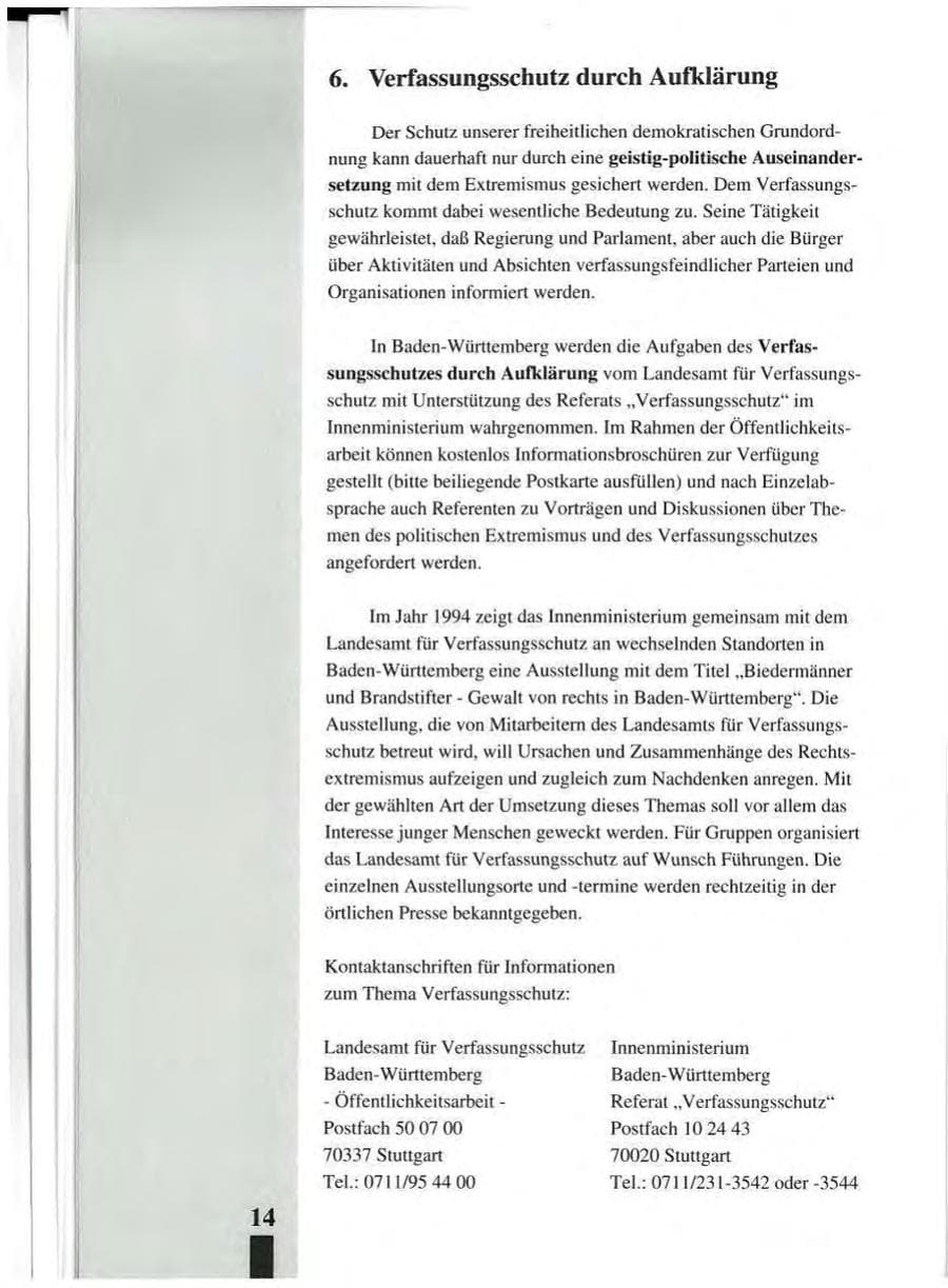 Seite 18 des Verfassungsschutzbericht 1993 Baden-Württemberg
