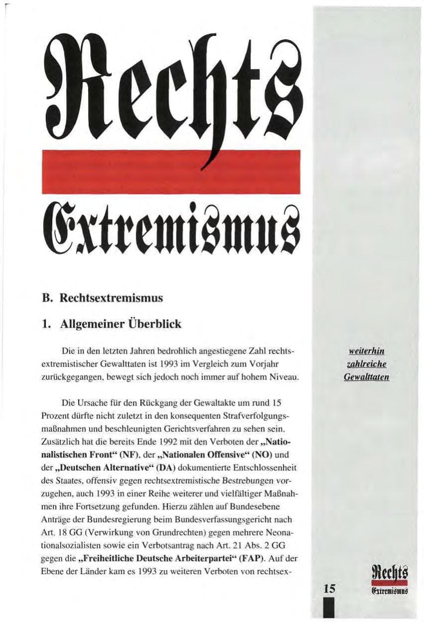 Seite 19 des Verfassungsschutzbericht 1993 Baden-Württemberg