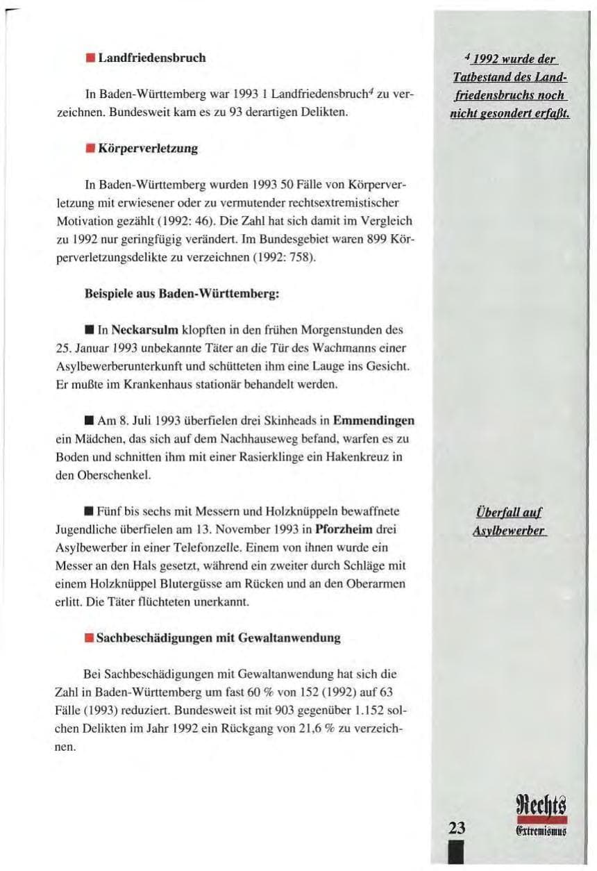 Seite 27 des Verfassungsschutzbericht 1993 Baden-Württemberg