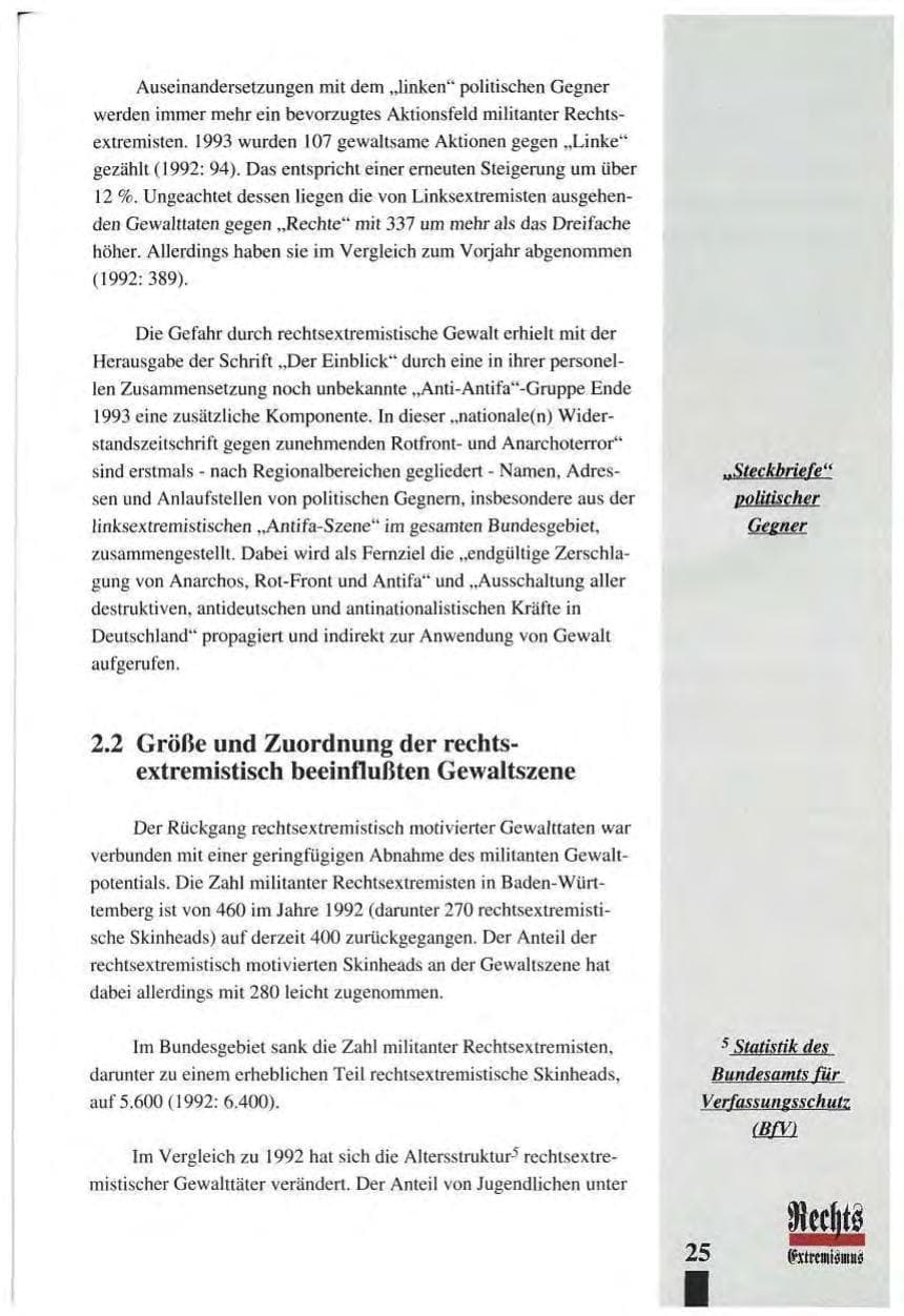 Seite 29 des Verfassungsschutzbericht 1993 Baden-Württemberg