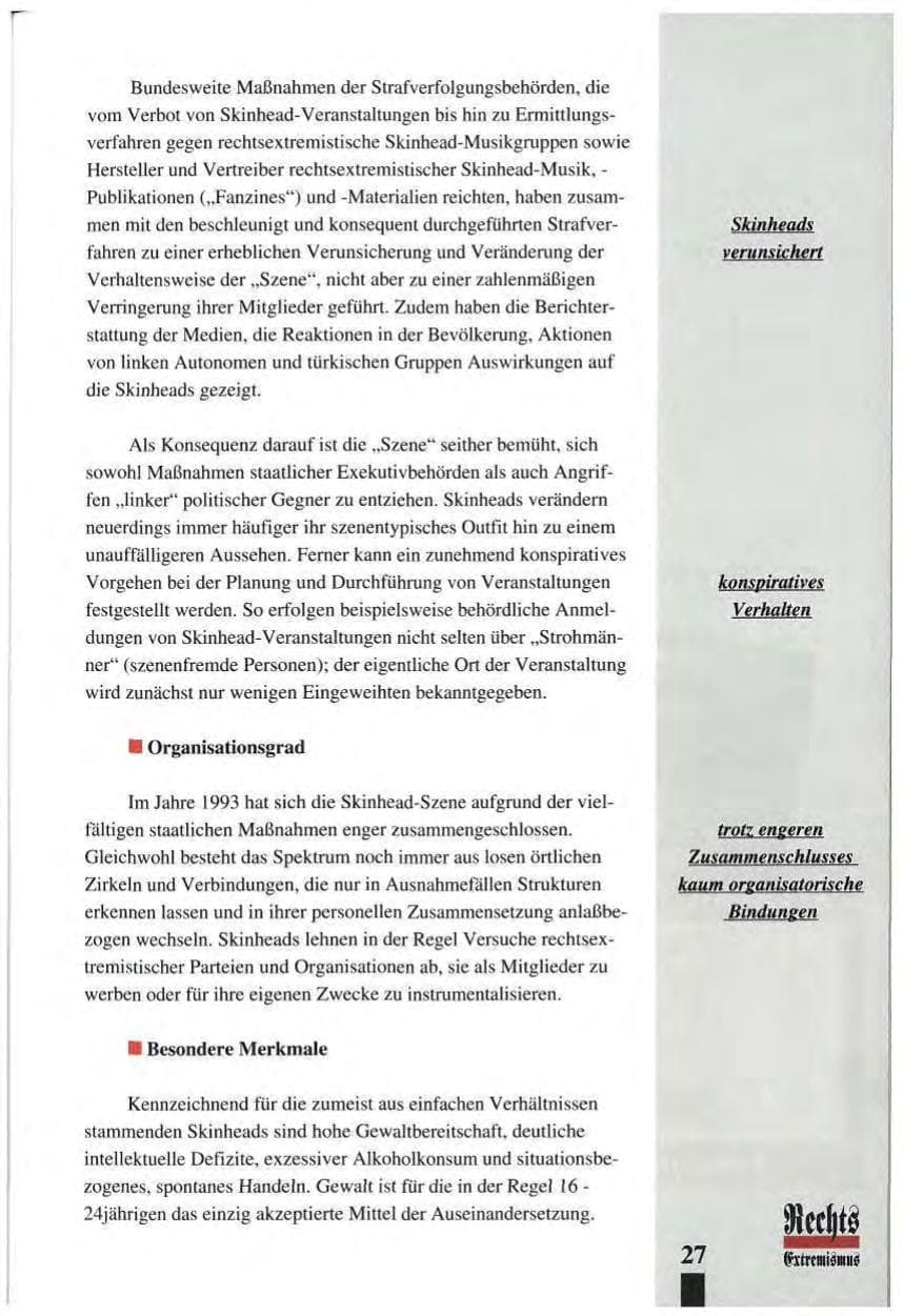 Seite 31 des Verfassungsschutzbericht 1993 Baden-Württemberg