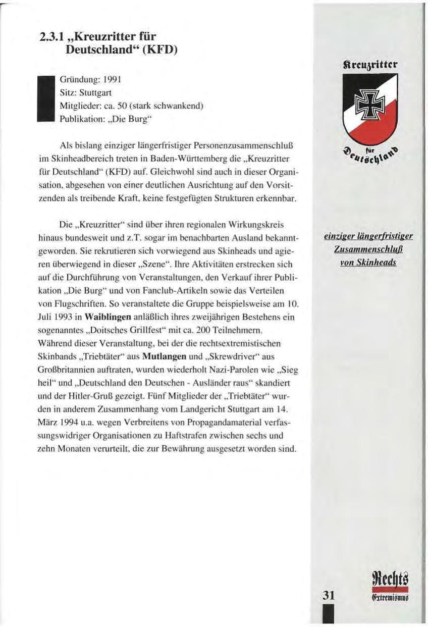 Seite 35 des Verfassungsschutzbericht 1993 Baden-Württemberg