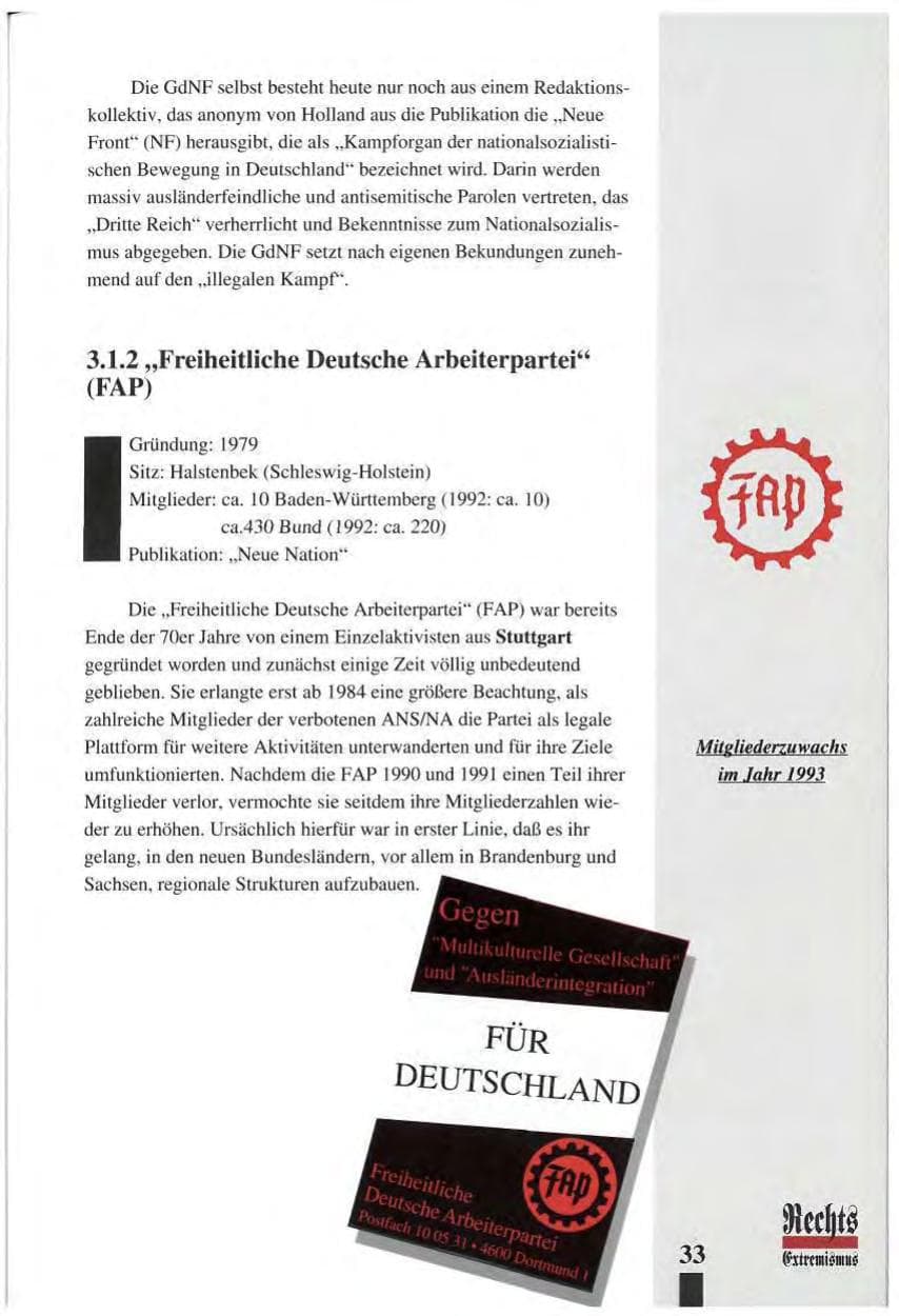 Seite 37 des Verfassungsschutzbericht 1993 Baden-Württemberg
