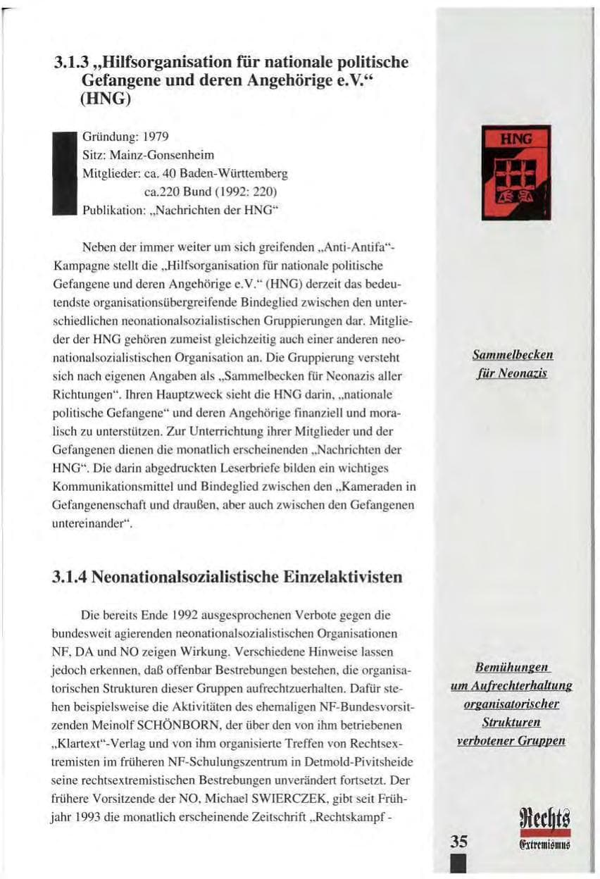 Seite 39 des Verfassungsschutzbericht 1993 Baden-Württemberg