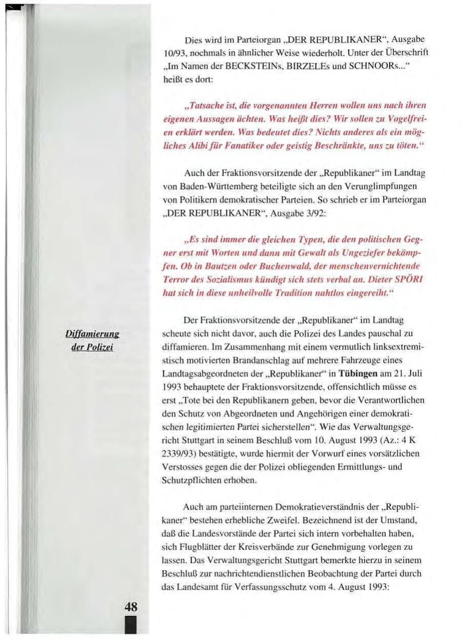 Seite 52 des Verfassungsschutzbericht 1993 Baden-Württemberg