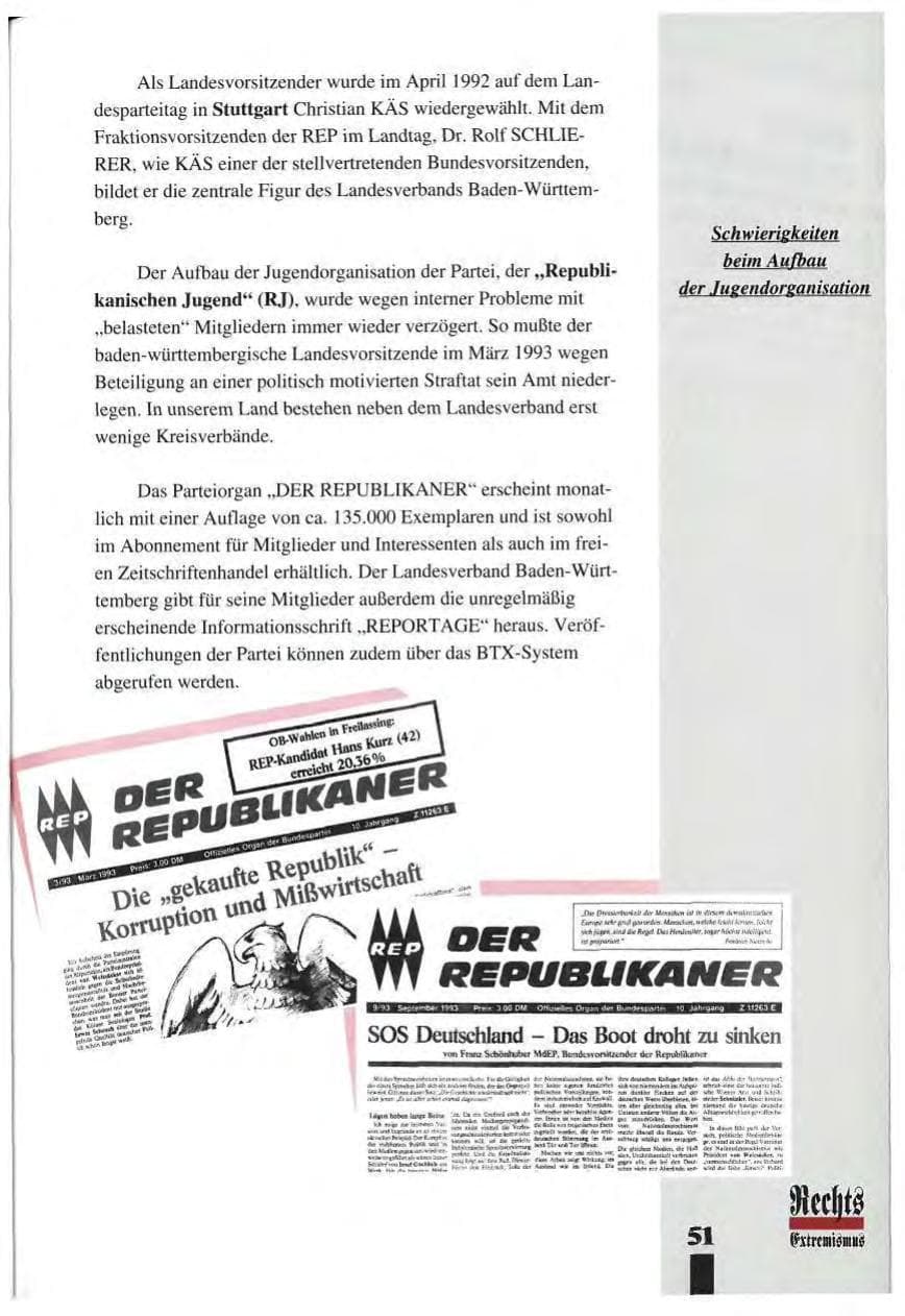 Seite 55 des Verfassungsschutzbericht 1993 Baden-Württemberg