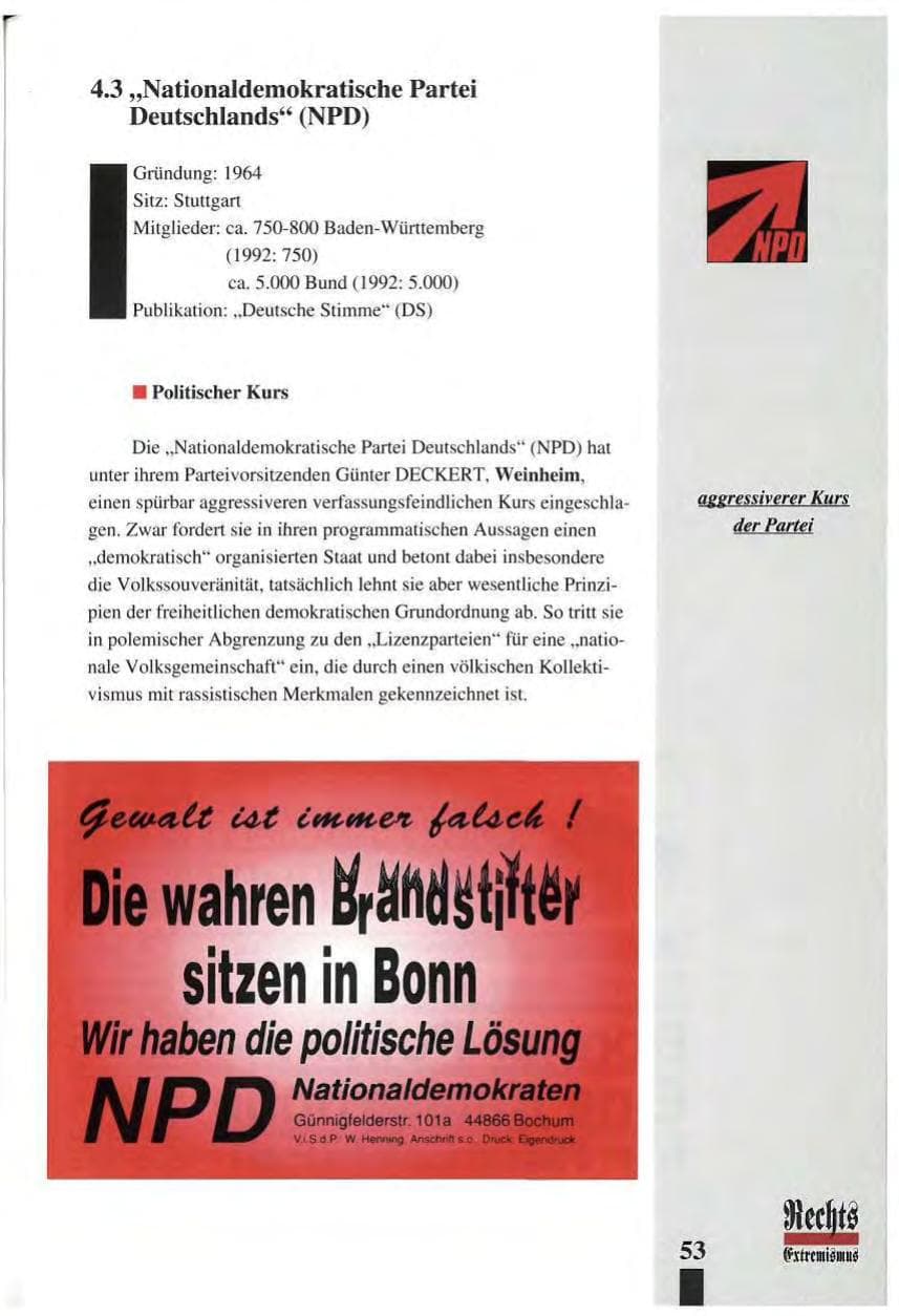 Seite 57 des Verfassungsschutzbericht 1993 Baden-Württemberg