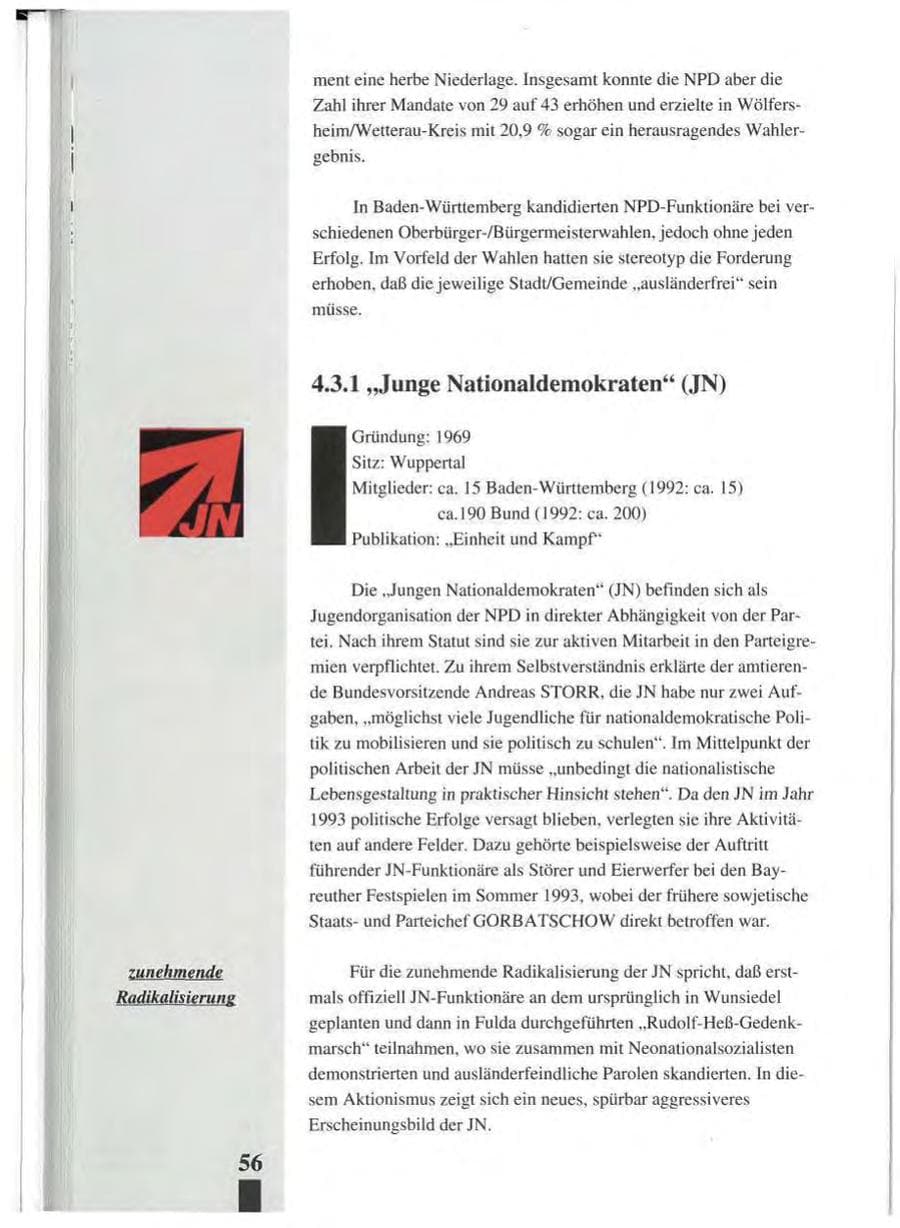 Seite 60 des Verfassungsschutzbericht 1993 Baden-Württemberg