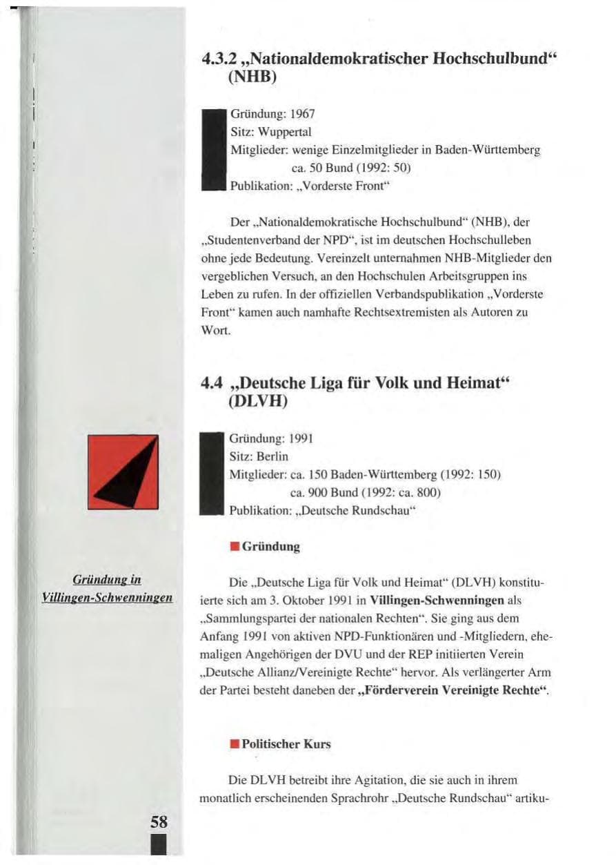 Seite 62 des Verfassungsschutzbericht 1993 Baden-Württemberg