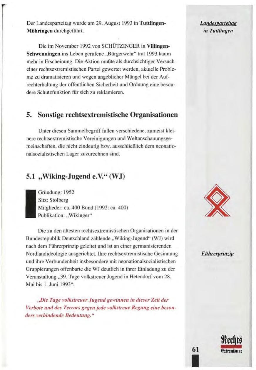 Seite 65 des Verfassungsschutzbericht 1993 Baden-Württemberg