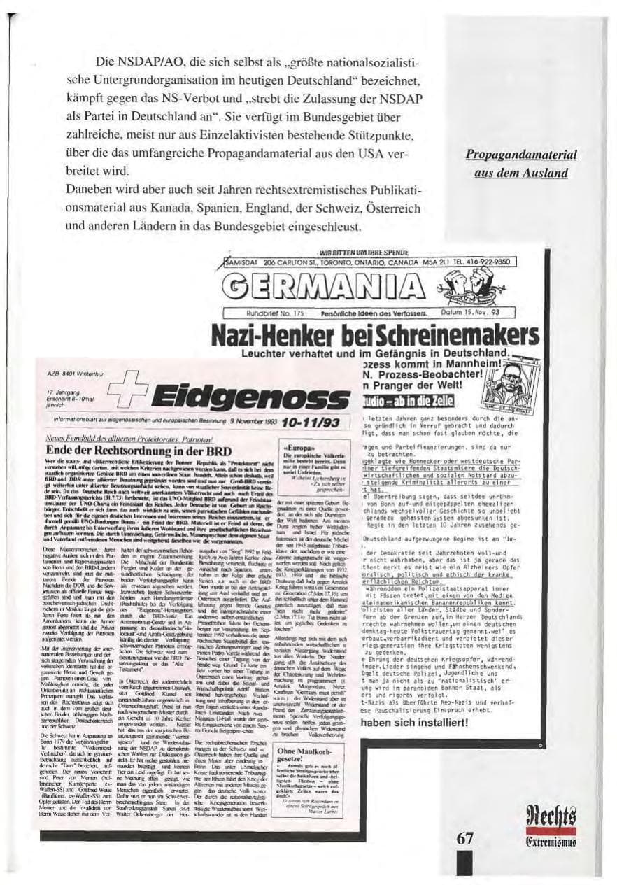 Seite 71 des Verfassungsschutzbericht 1993 Baden-Württemberg