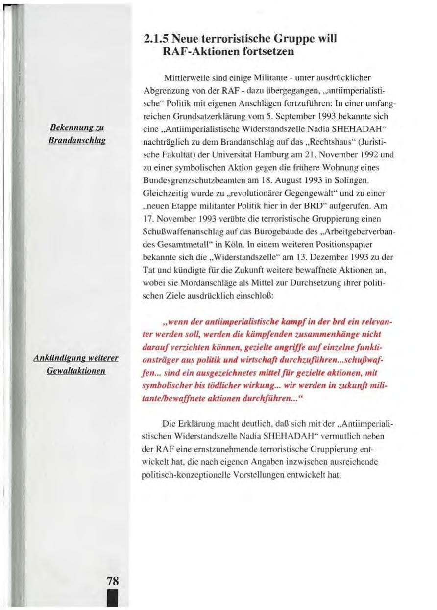 Seite 82 des Verfassungsschutzbericht 1993 Baden-Württemberg
