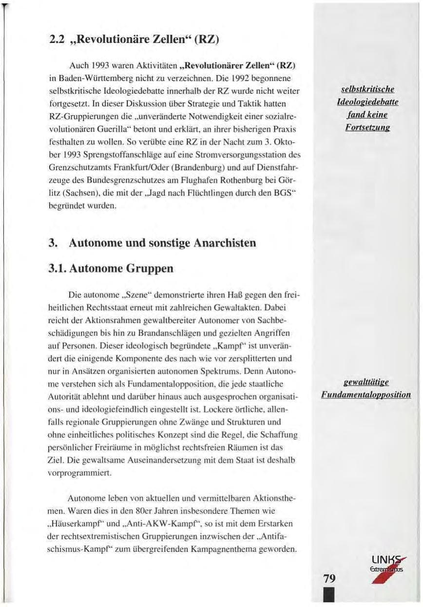 Seite 83 des Verfassungsschutzbericht 1993 Baden-Württemberg