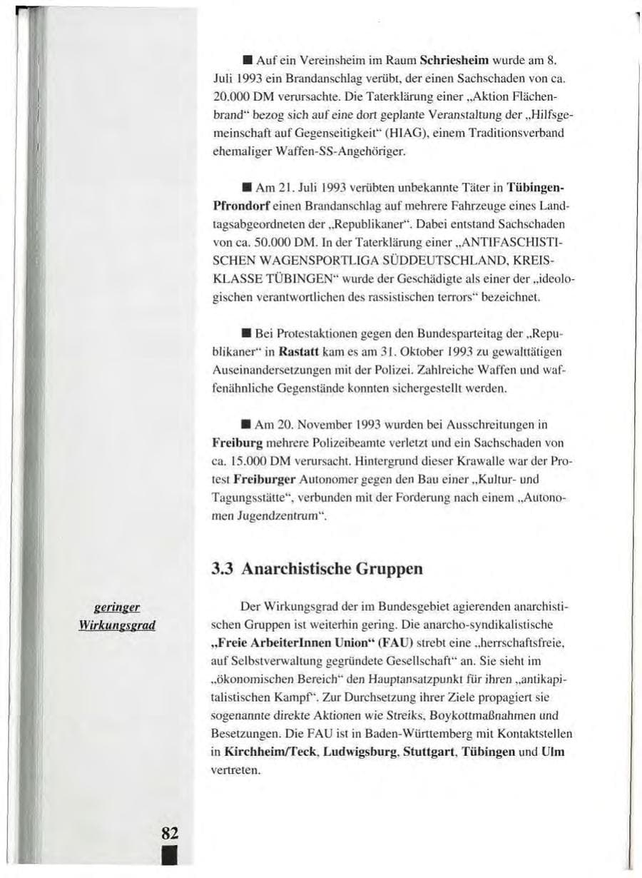 Seite 86 des Verfassungsschutzbericht 1993 Baden-Württemberg